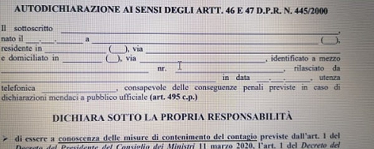 Nuovo Modello Autocertificazione Da Scaricare Notizie Audaci