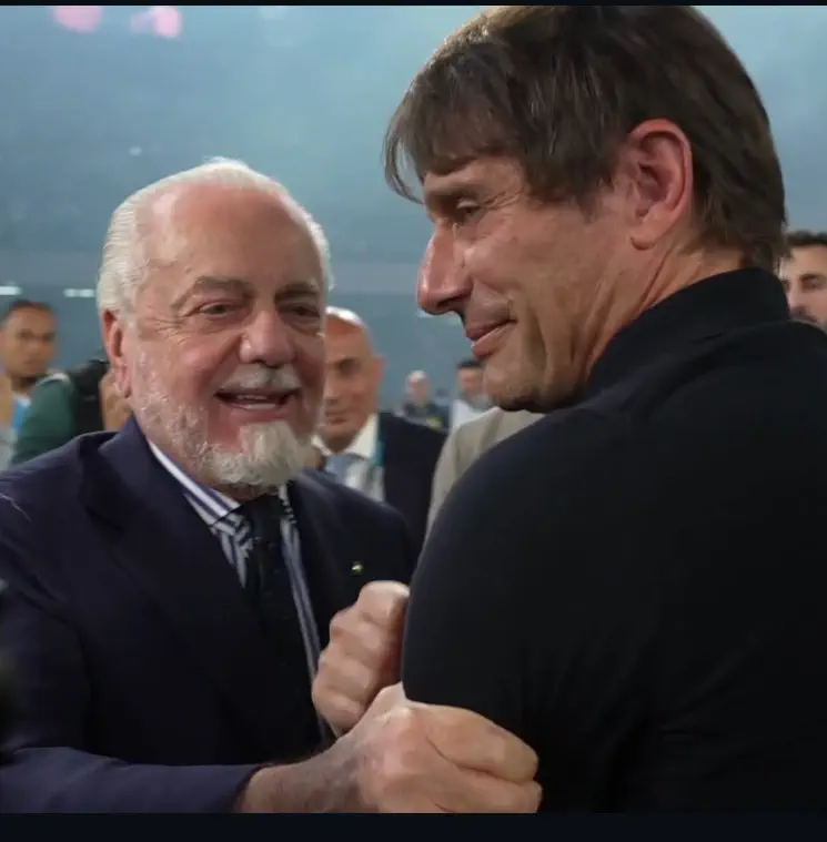 Antonio Conte commosso con De Laurentiis