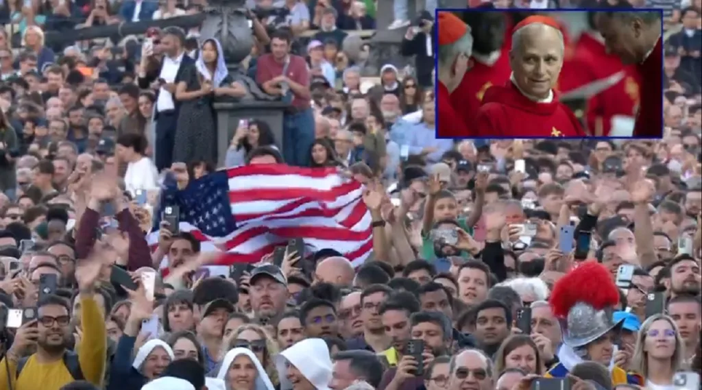 La gioia degli americani in Piazza San Pietro per l'elezione di Papa XIV