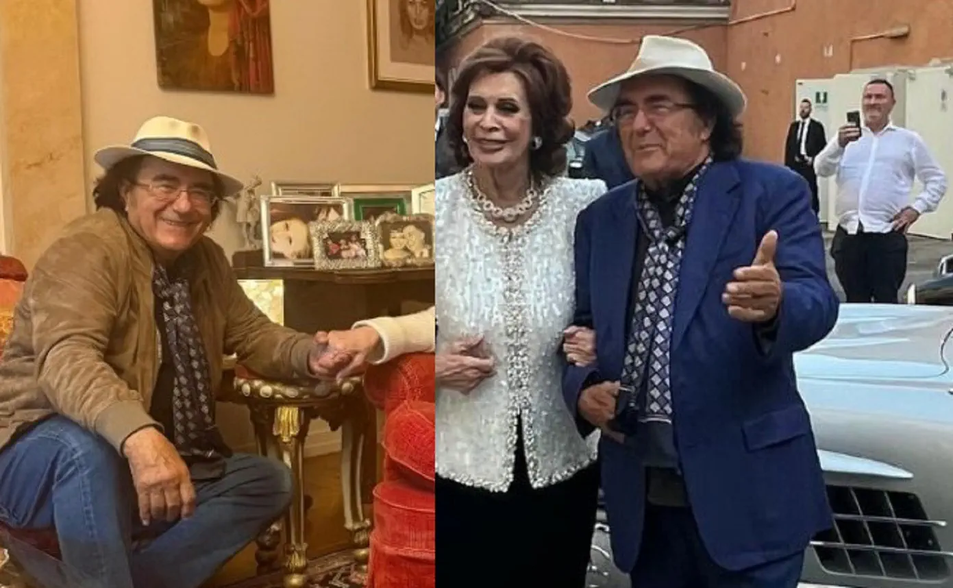 Sui social sono state diffuse alcuni scatti di Al Bano con Sophia Loren poi rimosse, a destra in una foto di un precedente incontro