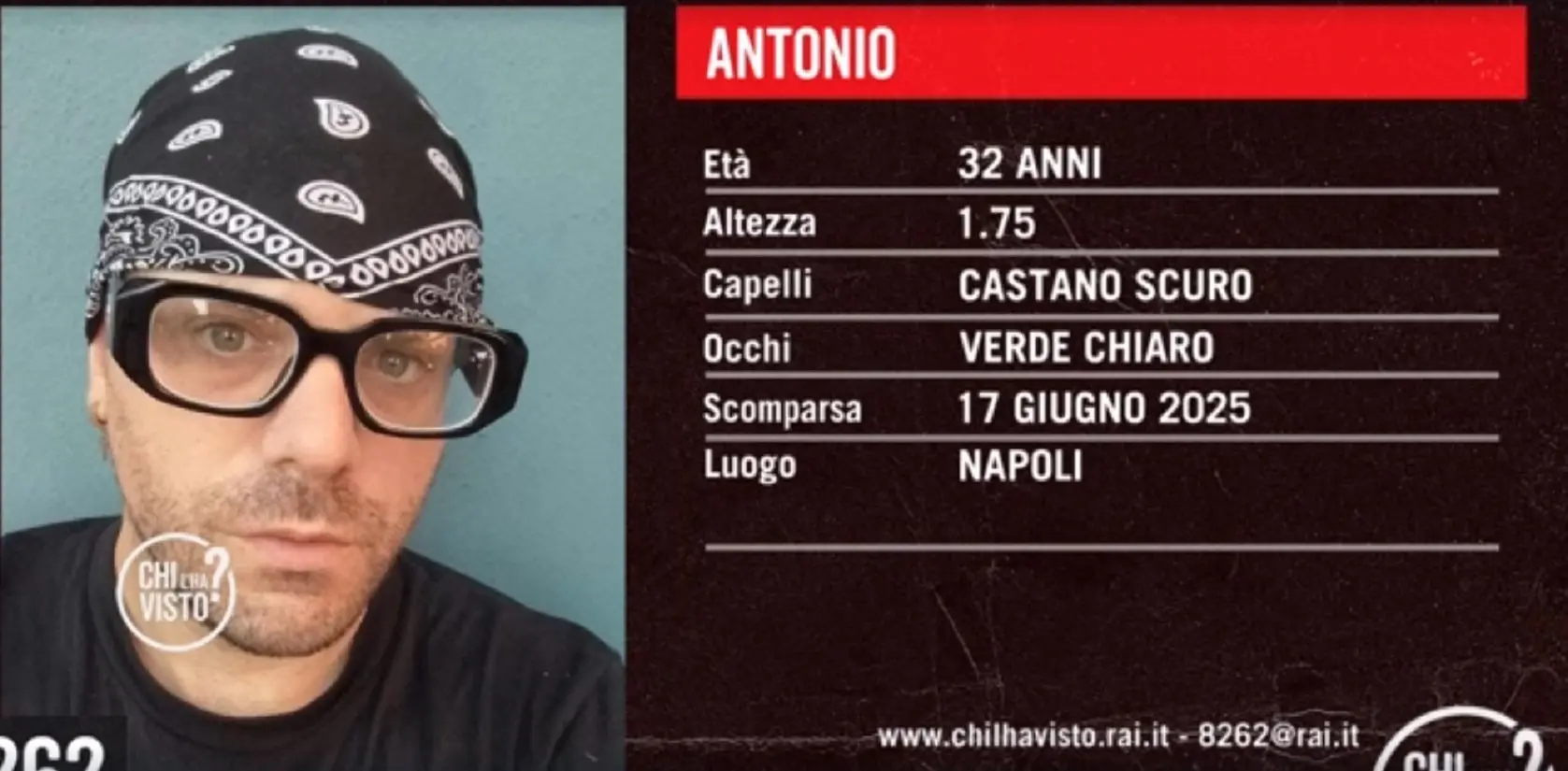 Scomparso Antonio Noviello dopo il concerto di Vasco Rossi a Napoli: appello a Chi l’ha visto Scomparso Antonio Noviello dopo il concerto di Vasco Rossi a Napoli: appello a Chi l’ha visto