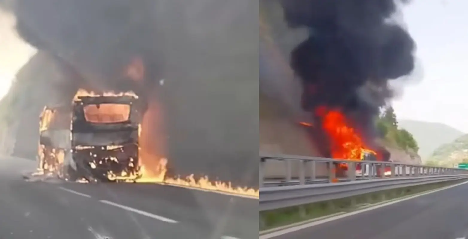 Autobus in fiamme sull’A16 a Monteforte Irpino: dramma sfiorato per 28 passeggeri (VIDEO) Autobus in fiamme sull’A16 a Monteforte Irpino: dramma sfiorato per 28 passeggeri (VIDEO)