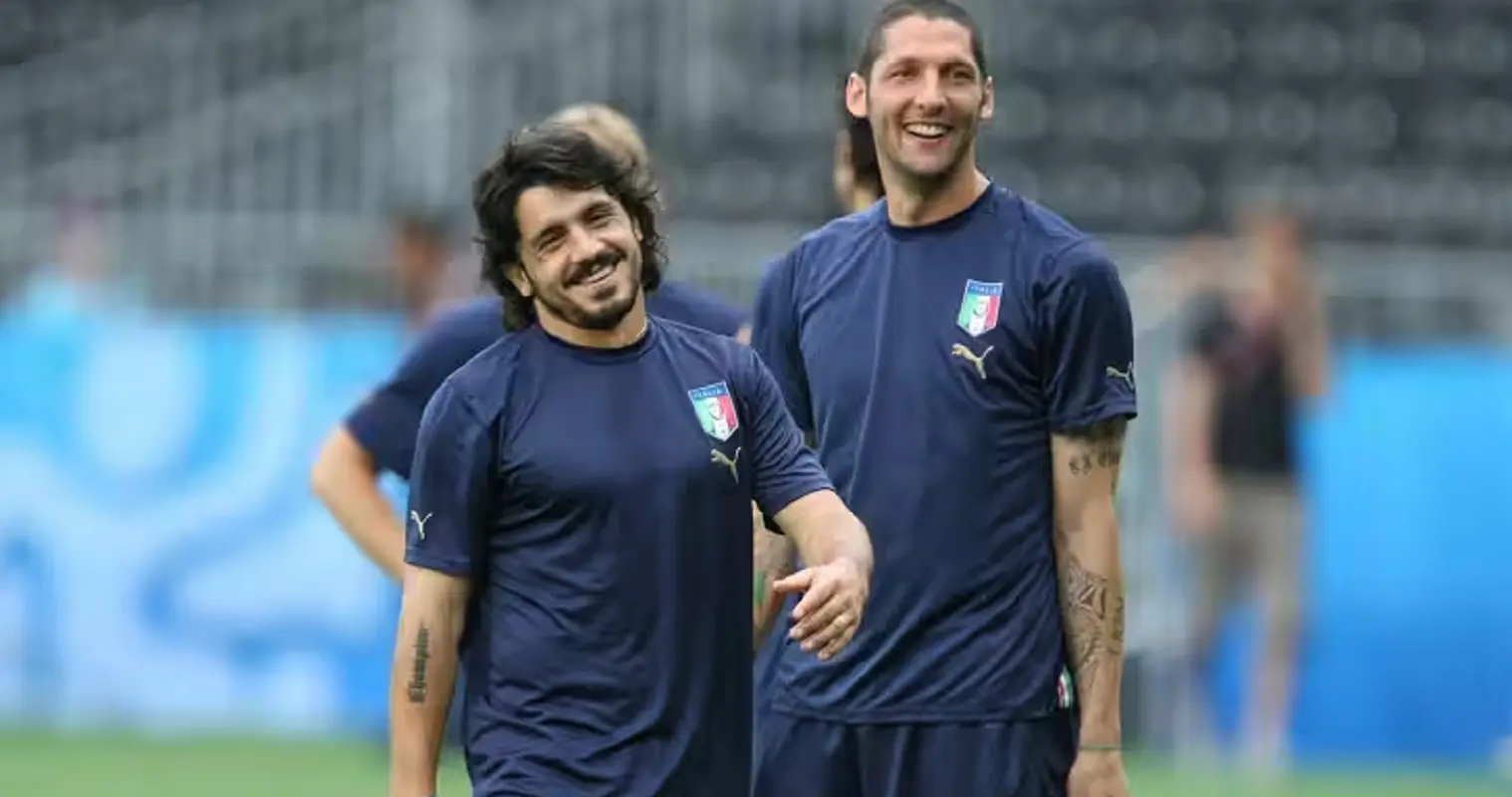 Ringhio Gattuso e Marco Materazzi durante un allenamento della Nazionale