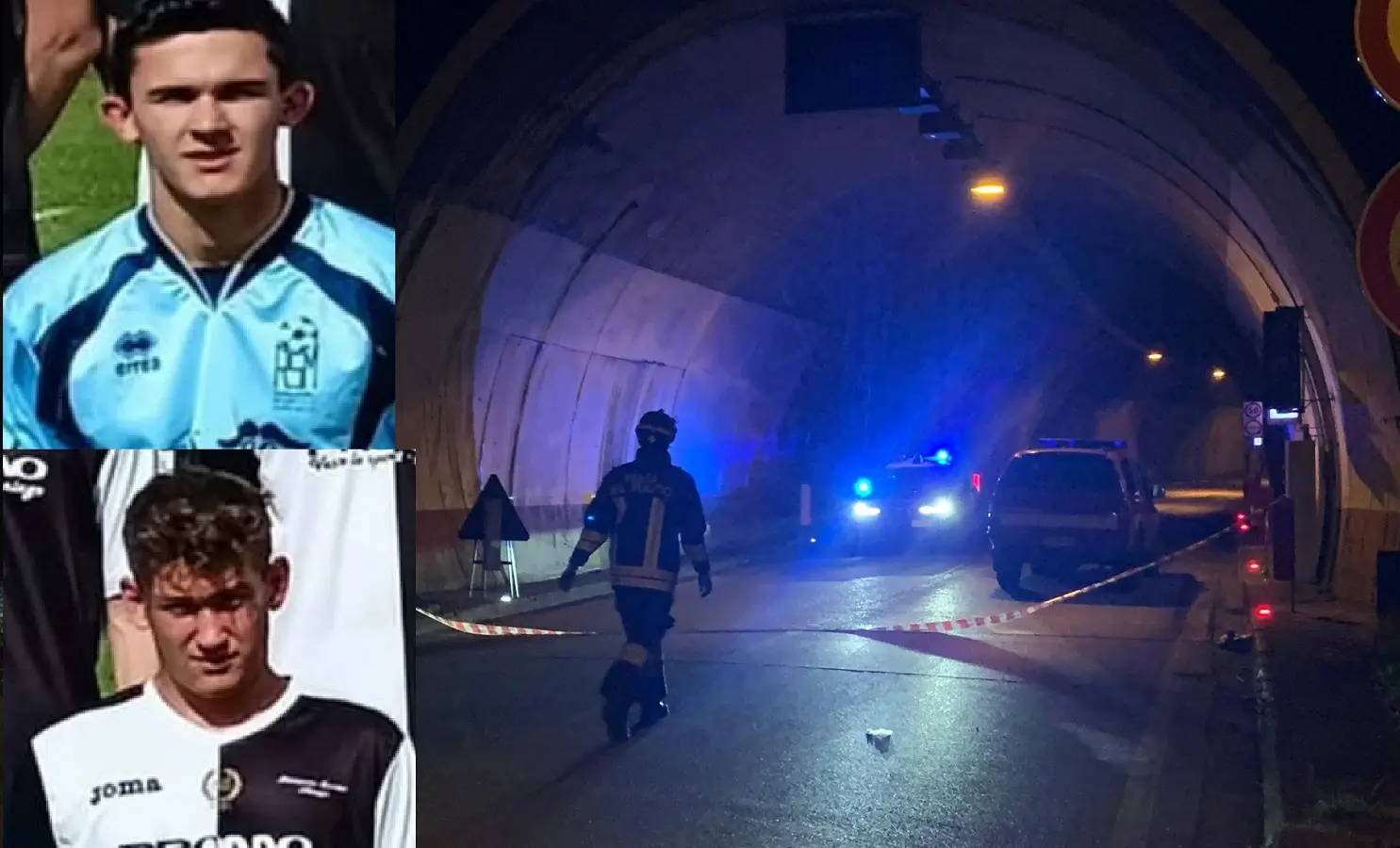 Tragico incidente nella galleria Val Colvera: morti due calciatori 19enni, due feriti Tragico incidente nella galleria Val Colvera: morti due calciatori 19enni, due feriti