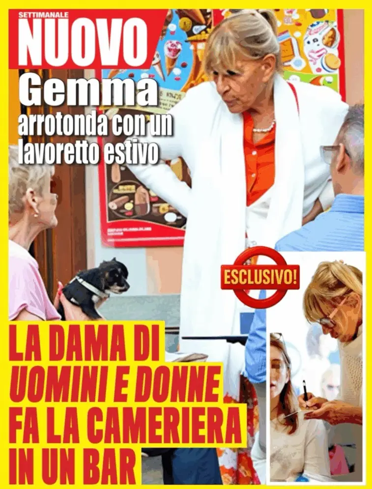 Gemma Galgani immortalata da Nuovo Tv mentre serve ai tavolini