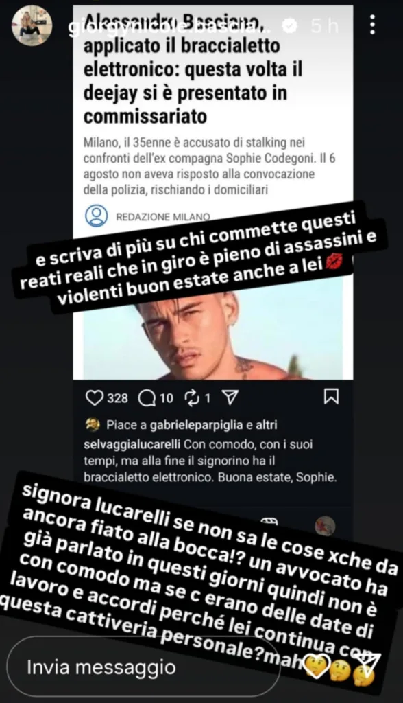 La Stories della sorella di Alessandro Basciano