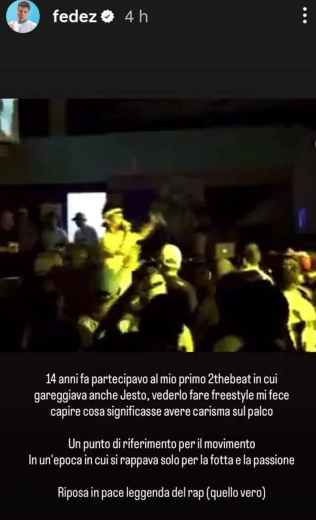 La Stories di Fedez dedicata a Jesto