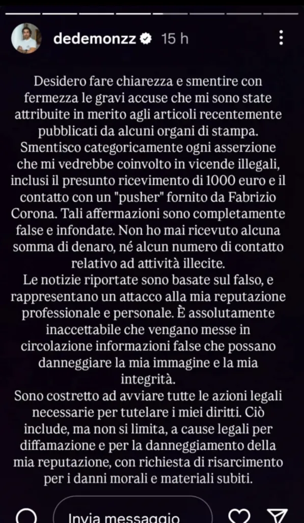 La smentita di Federico Monzino