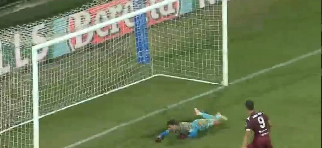Il gol del 2 a 1 di Capomaggio
