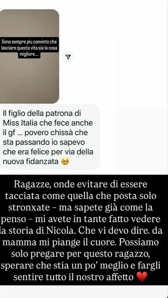 La Stories di Nicola Pisu ricondivisa da Deianira Marzano