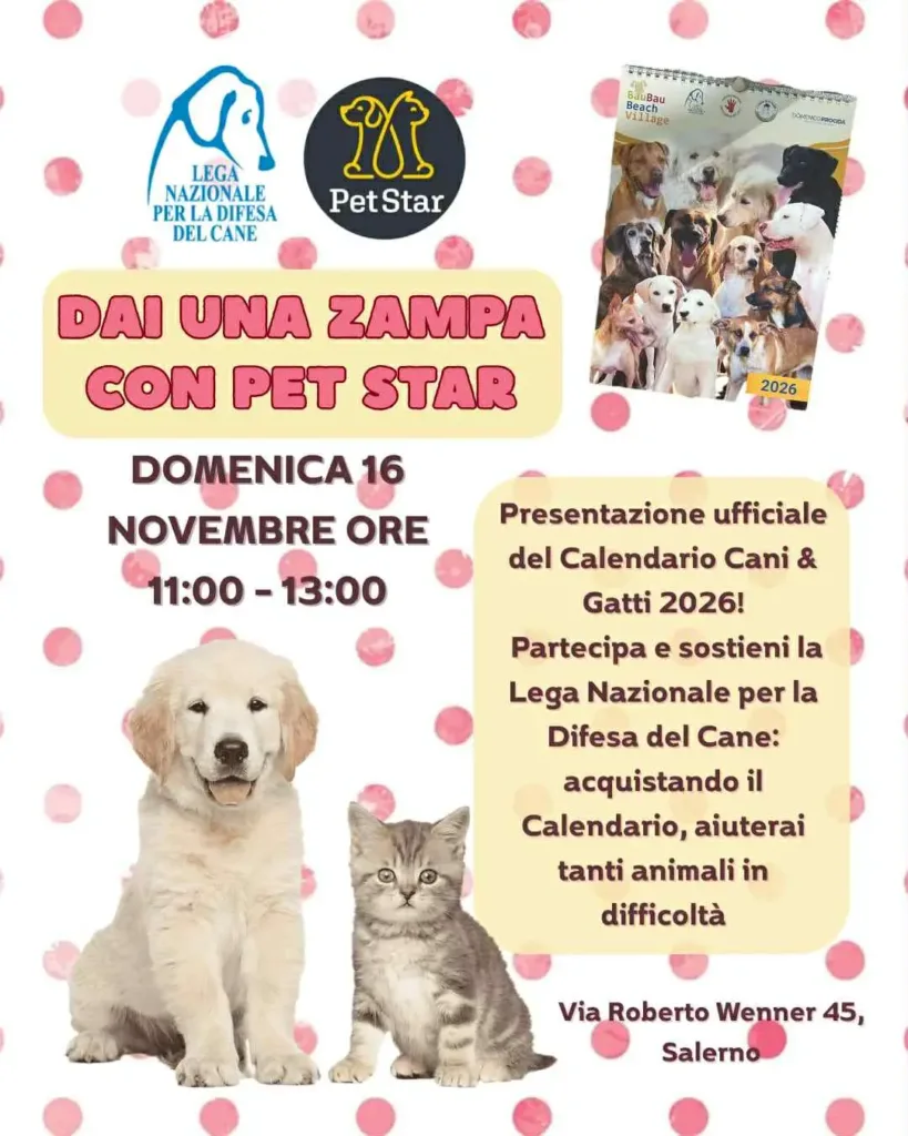 Domenica 16 novembre la presentazione del Calendario Cani&Gatti 2026