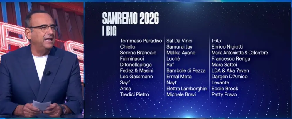 I trenta big di Sanremo