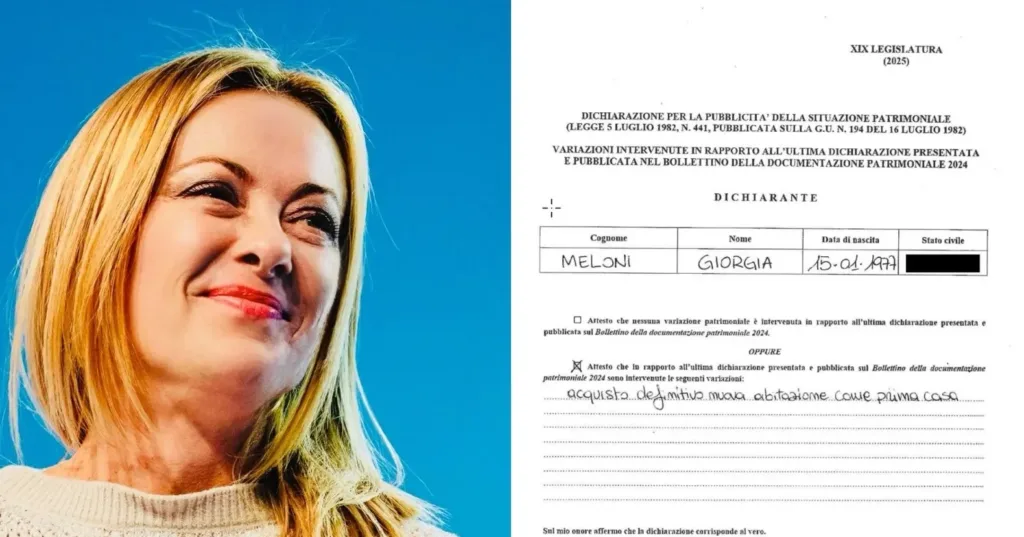La Premier Giorgia Meloni ha pubblicato la sua dichiarazione dei redditi