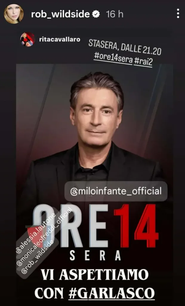 La Stories condivisa da Roberta Bruzzone su Ore 14 sera