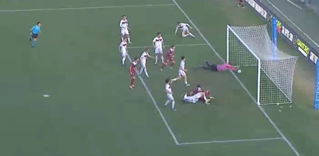 Il gol del raddoppio di Capomaggio