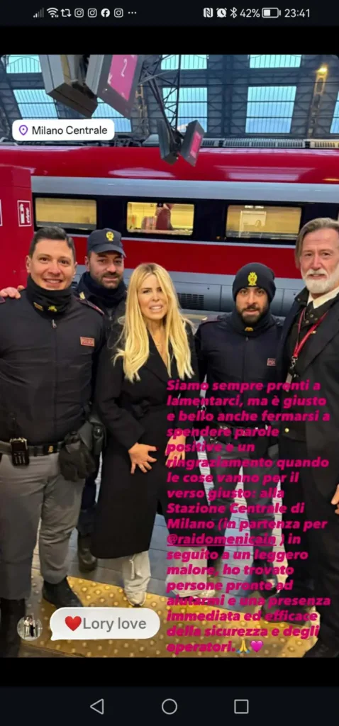 La Stories di Loredana Lecciso per ringraziare chi è intervenuto in suo soccorso