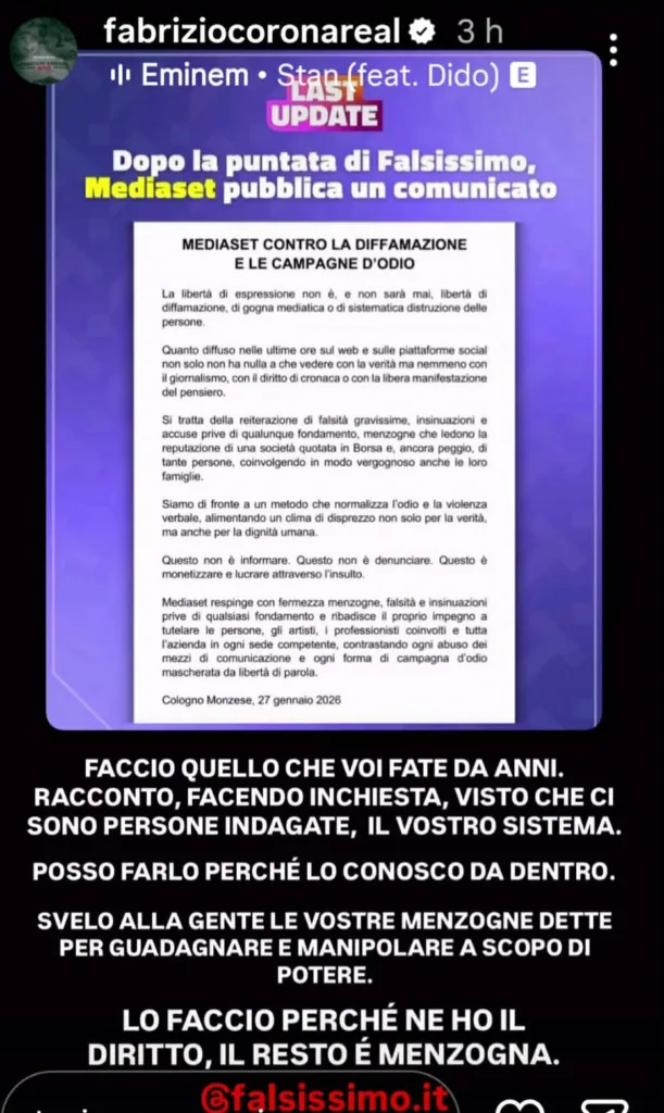 La replica di Corona via Stories