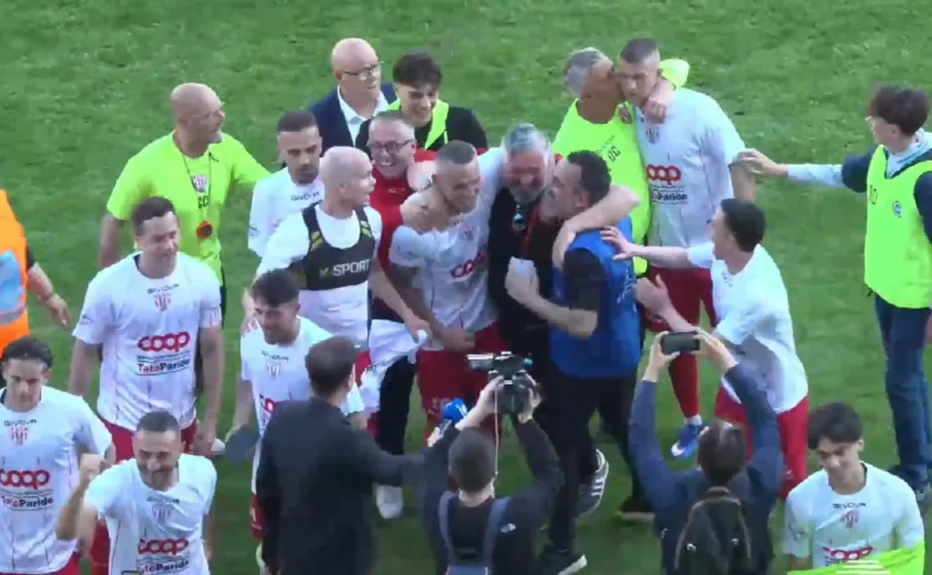 La festa della squadra a fine partita