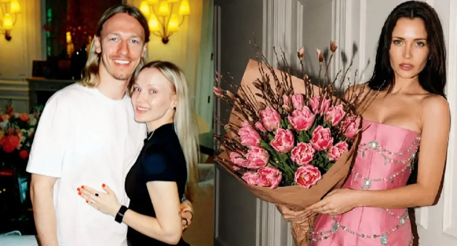 Matvey Safonov con la moglie, a destra Mary Rock
