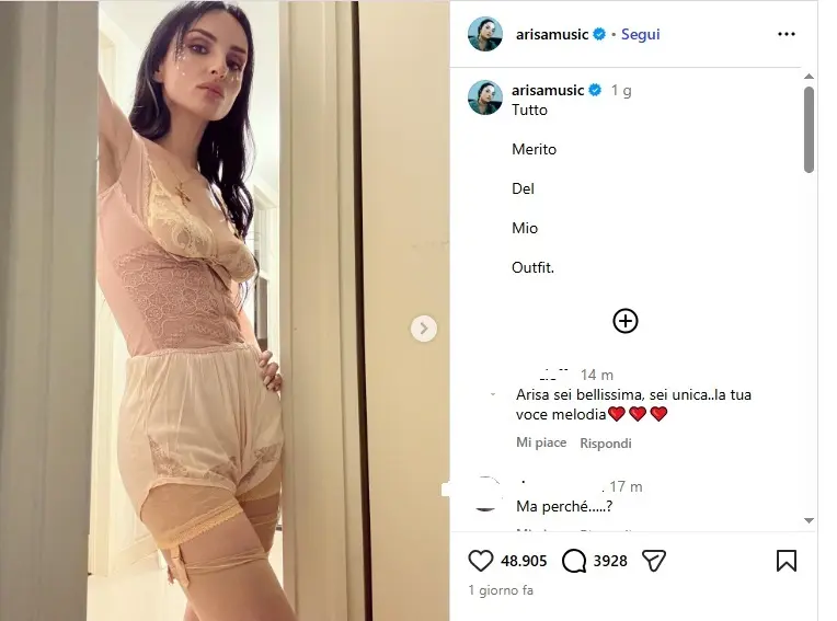 Il post pubblicato da Arisa