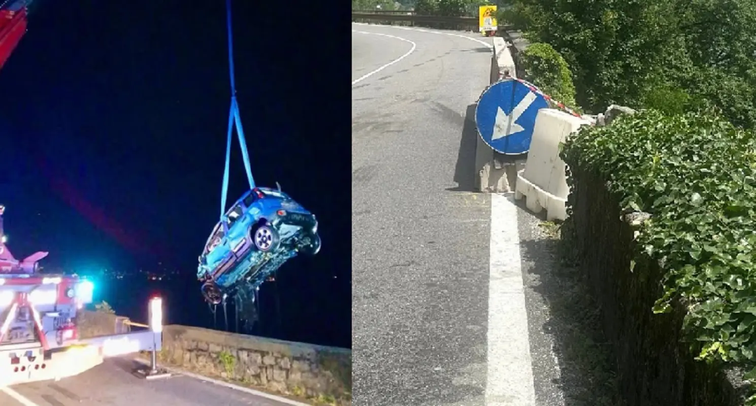 L'auto di Francesco Piras recuperata nel lago di Como