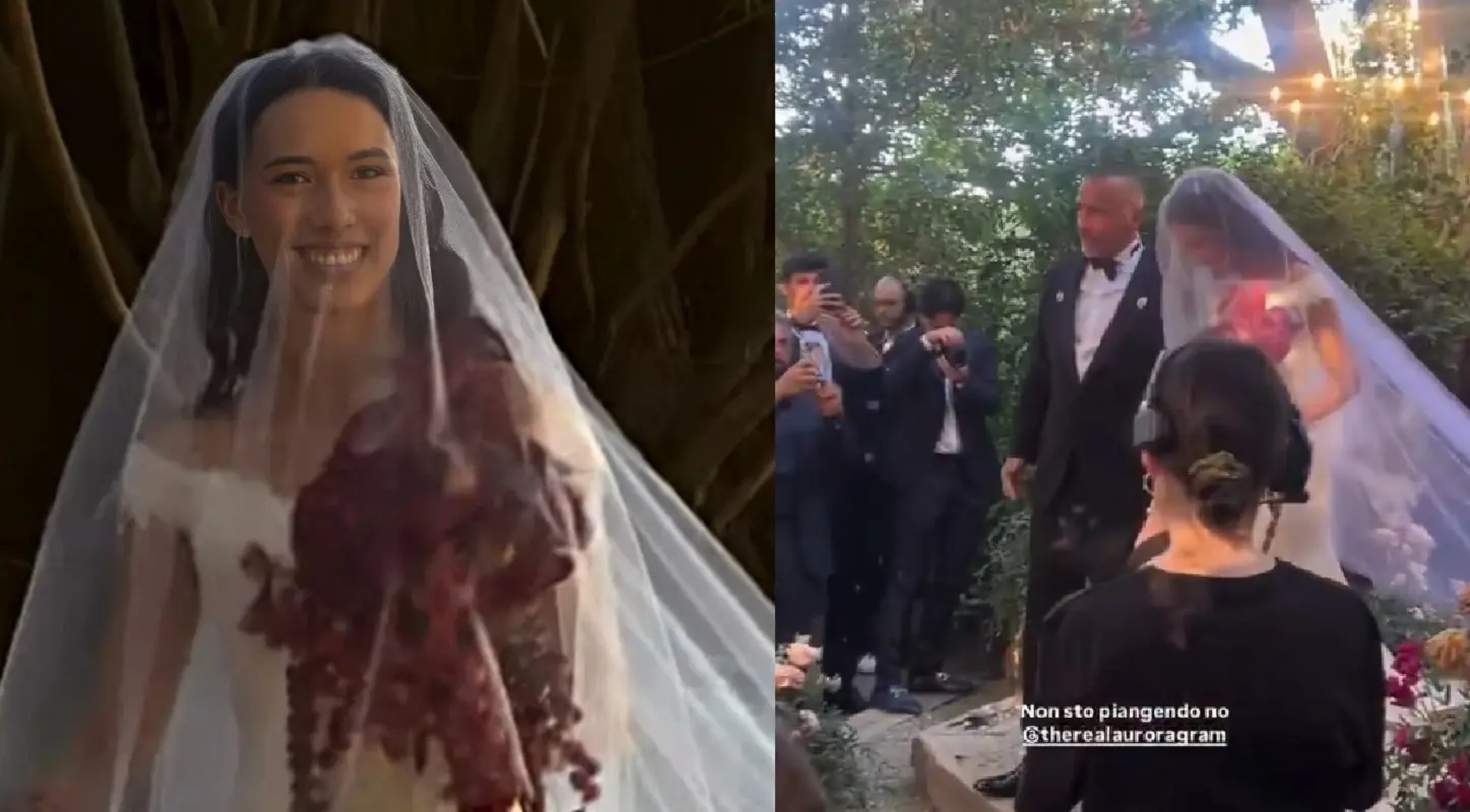 Aurora Ramazzotti è stato accompagnato all'altare da Eros Ramazzotti