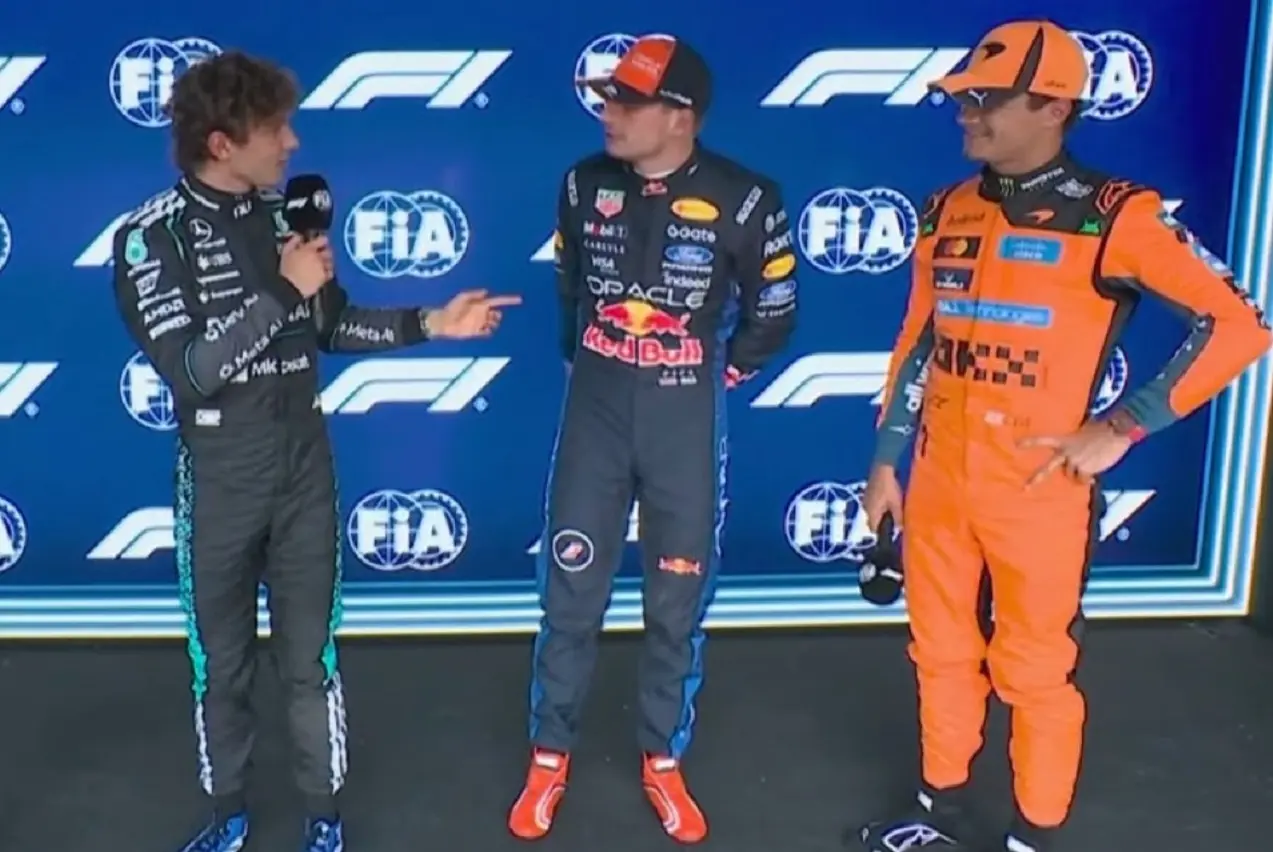 Kimi Antonelli con Max Verstappen e Lando Norris