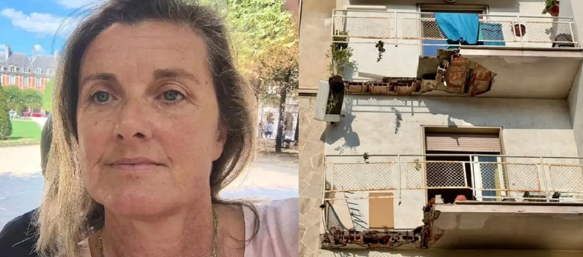 Roberta Celli e il balcone crollato all'improvviso
