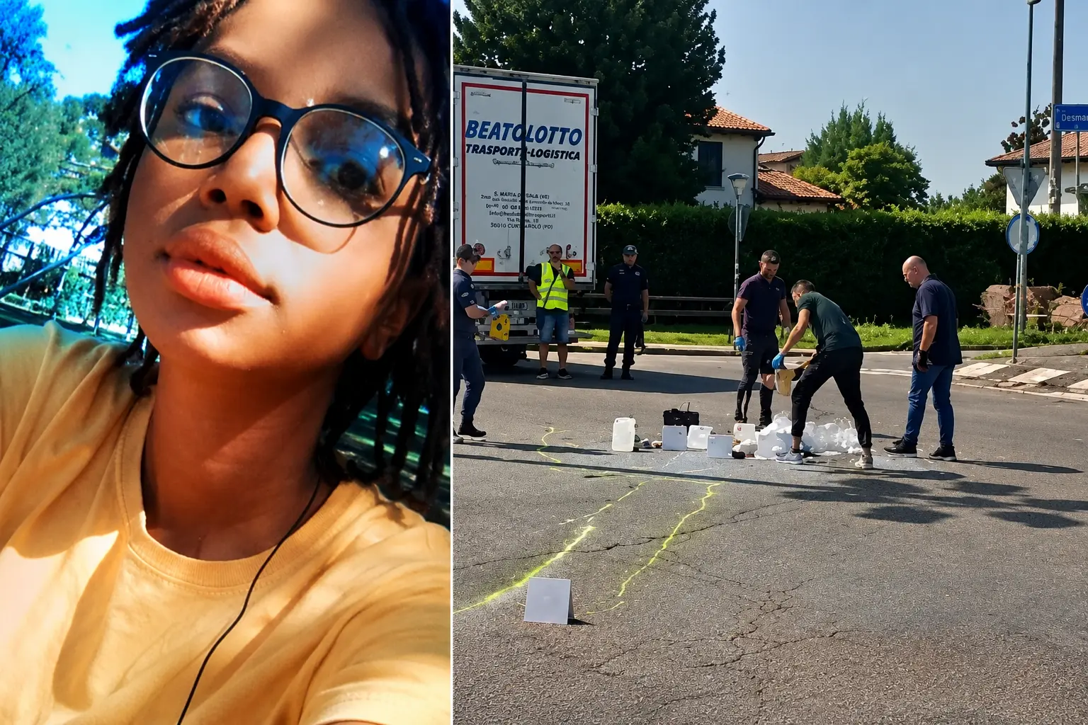 Mariama Barry, a destra il luogo dell'incidente